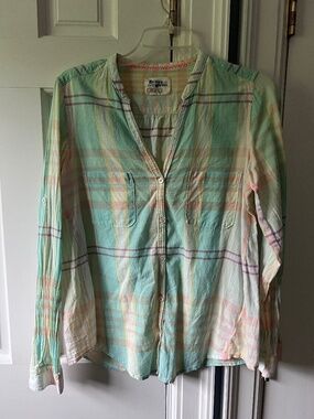 Anthropologie Holding Horses Pastel Plaid Button Down